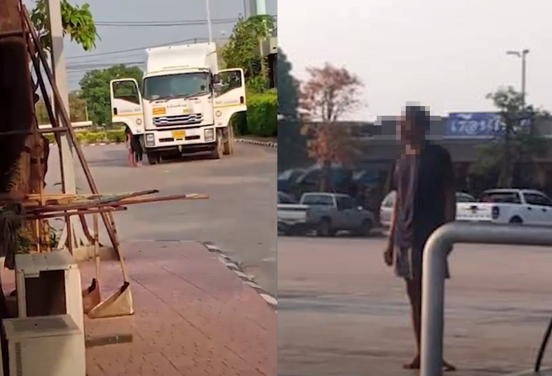 ผัวหึงโหดแทงเมียในปั๊ม