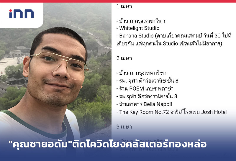 เกาะสถานการณ์ 15.30 น. "คุณชายอดัม"ติดโควิดโยงคลัสเตอร์ทองหล่อ