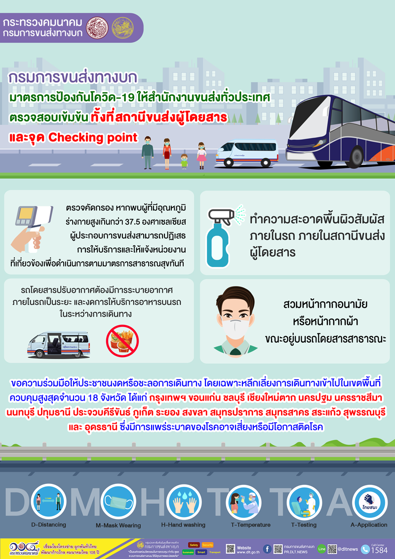 การขนส่งทางบก ย้ำ รถโดยสารสาธารณะ ทุกประเภท ต้องทำตามมาตรการสธ.