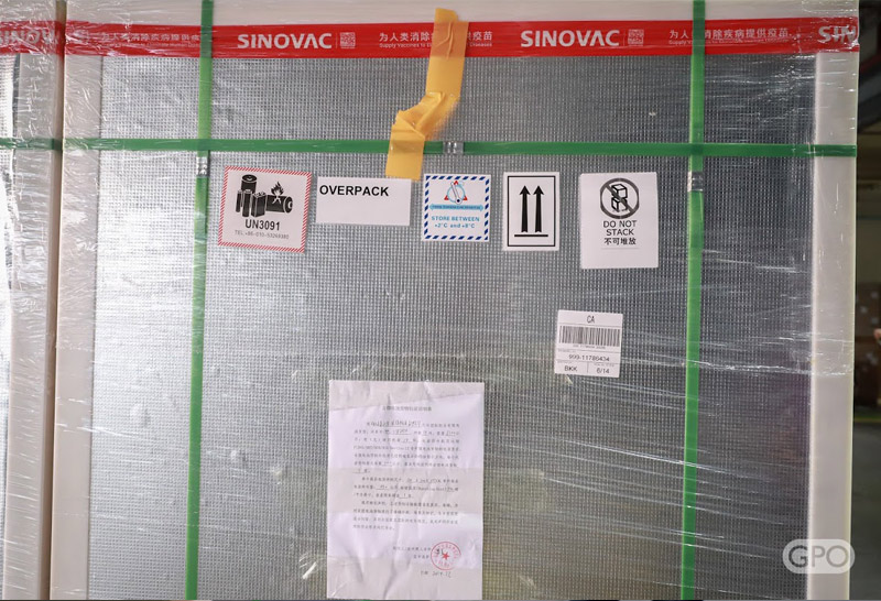 วัคซีนซิโนแวค5แสนโดสถึงไทยแล้ววันนี้