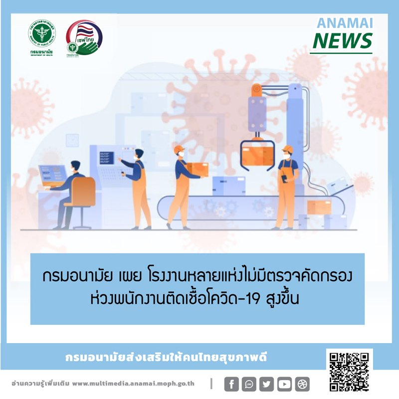 กรมอนามัย ห่วงสถานการณ์ในโรงงาน หลายแห่งไม่มีการตรวจคัดกรอง