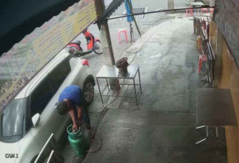 วงจรปิดโจรขโมยถังแก๊สกลางวันแสกๆ