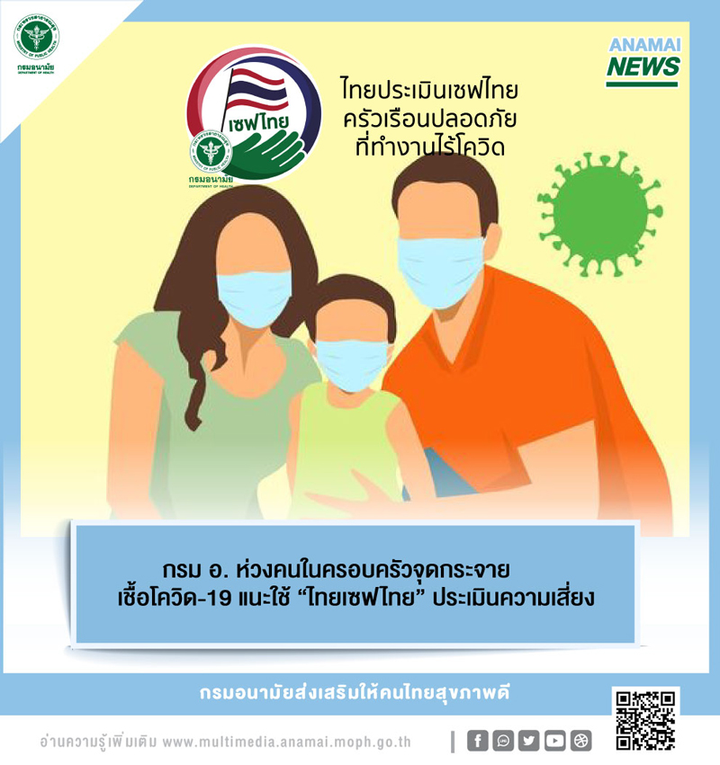 กรมอนามัย แนะคนไทยใช้ "ไทยเซฟไทย" ประเมินเสี่ยงโควิด-19