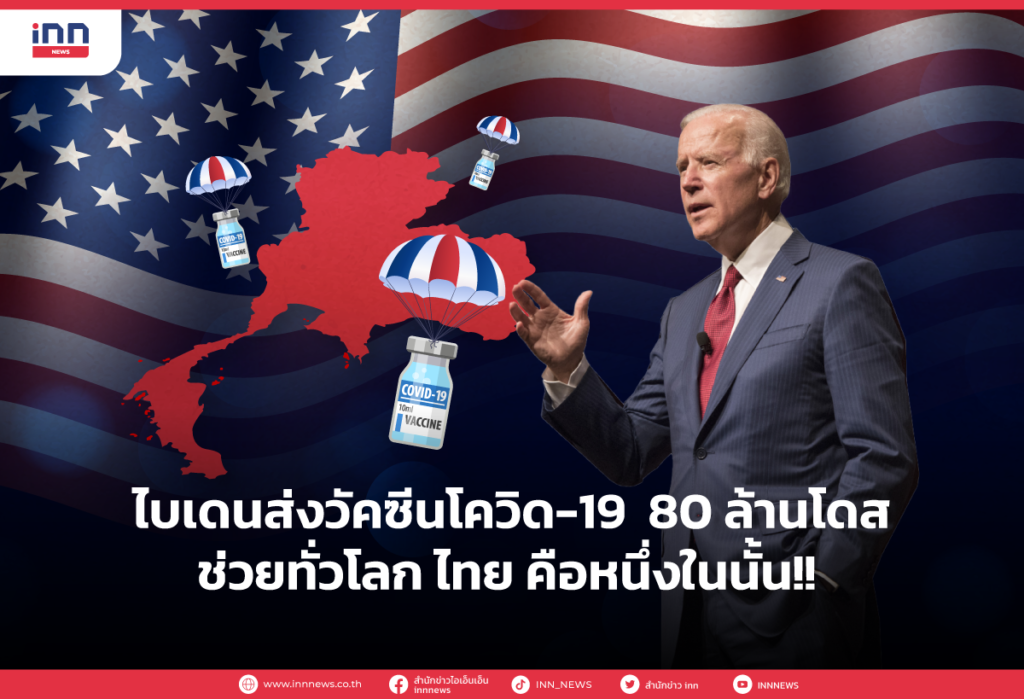 ไบเดนส่งวัคซีนโควิด-19 80 ล้านโดส ช่วยทั่วโลก ไทย คือหนึ่งในนั้น!!