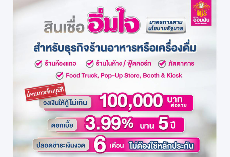 ออมสินให้กู้1แสนช่วยร้านอาหาร,เครื่องดื่ม