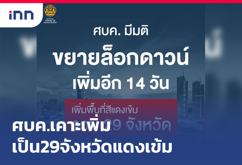 ข่าวต้นชั่วโมง 19.00 น. ศบค.เคาะเพิ่มเป็น29จังหวัดแดงเข้ม-ล็อกดาวน์ถึง31ส.ค.