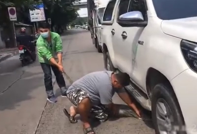 ตัวเงินตัวทอง เข้าบ้านย่านมักกะสัน ก่อนตกใจวิ่งออกถนนต้องตามจับกันจ้าละหวั่น