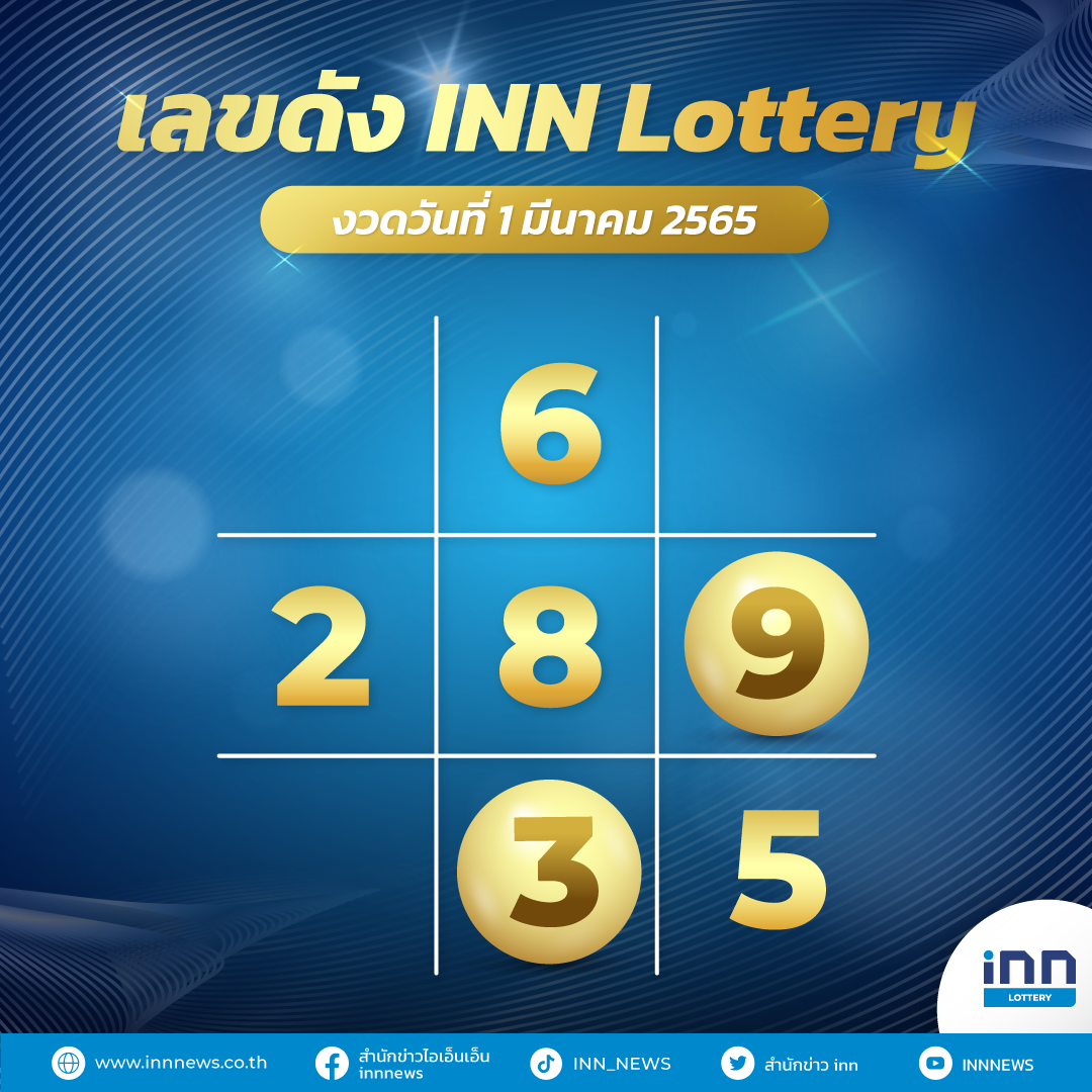 เลขดังวันที่ 1 มีนาคม 2565 กับ INN Lottery