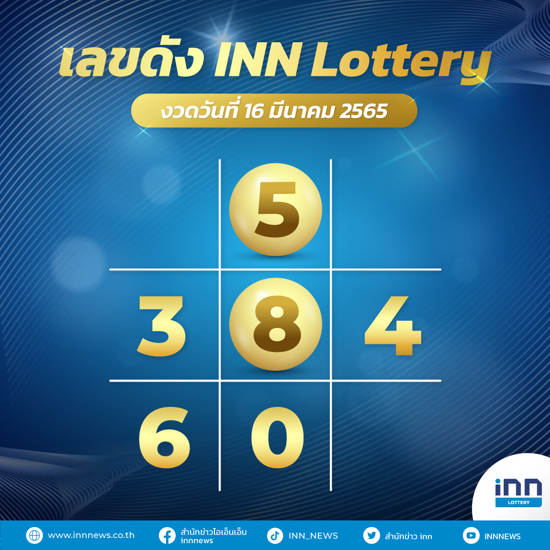 เลขดังวันที่ 16 มีนาคม 2565 กับ INN Lottery
