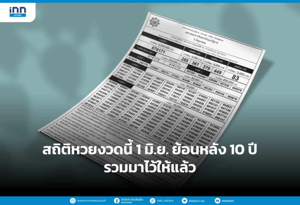 สถิติหวยงวดนี้ 1 มิ.ย. ย้อนหลัง 10 ปี รวมมาไว้ให้แล้ว