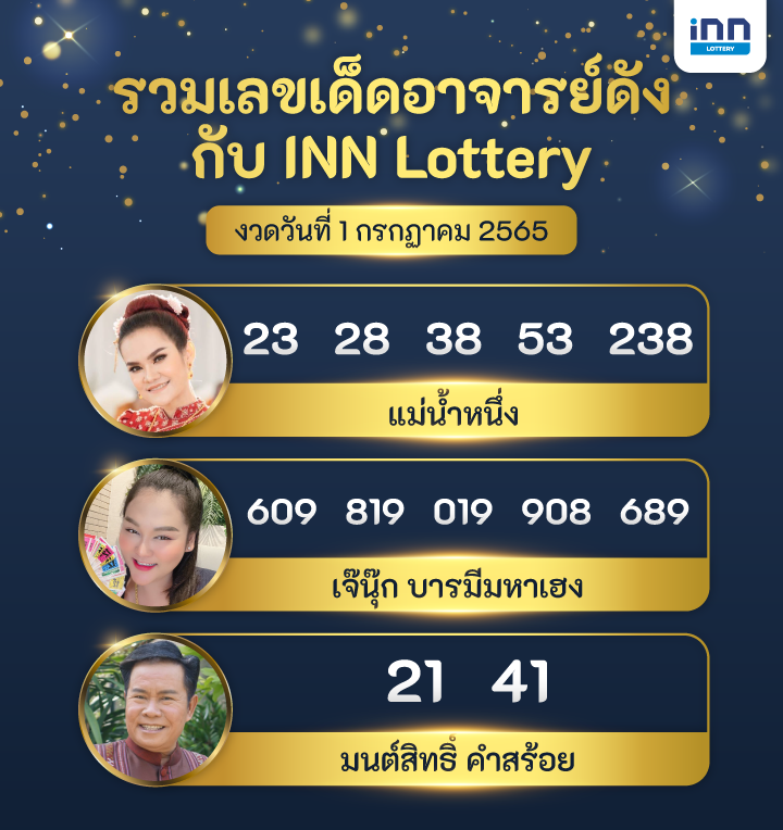 รวมเลขเด็ด กับ INN Lottery งวดวันที่ 1 กรกฏาคม 2565