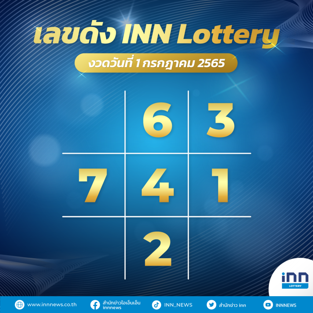 เลขดังวันที่ 1 กรกฏาคม 2565 กับ INN Lottery