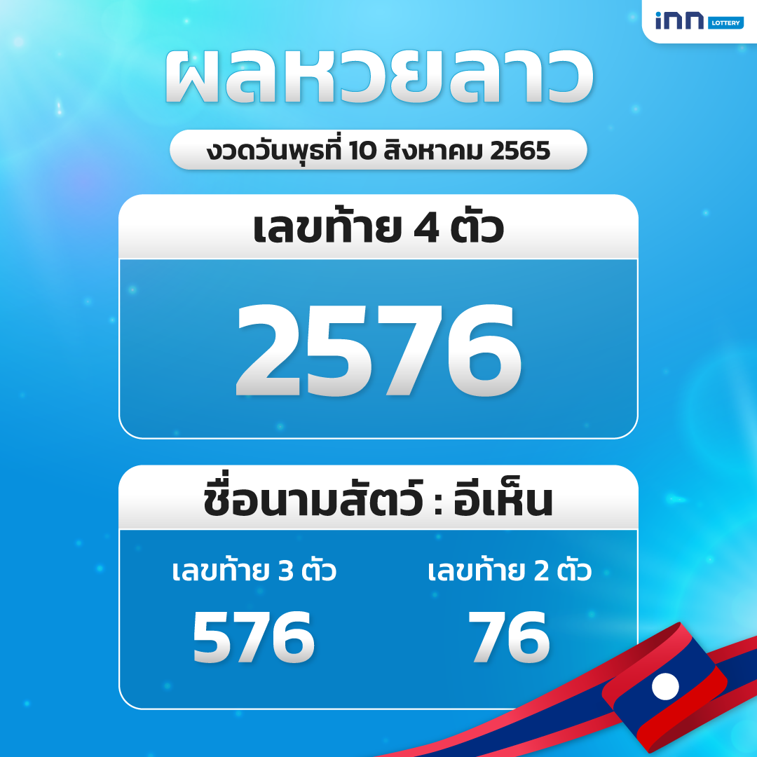 หวยลาวงวด 10 สิงหาคม 2565