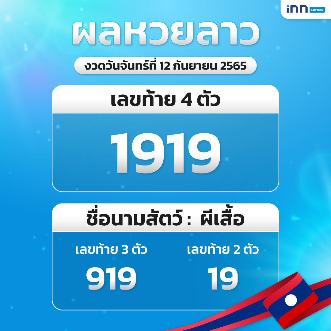 หวยลาวงวด 12 กันยายน 2565