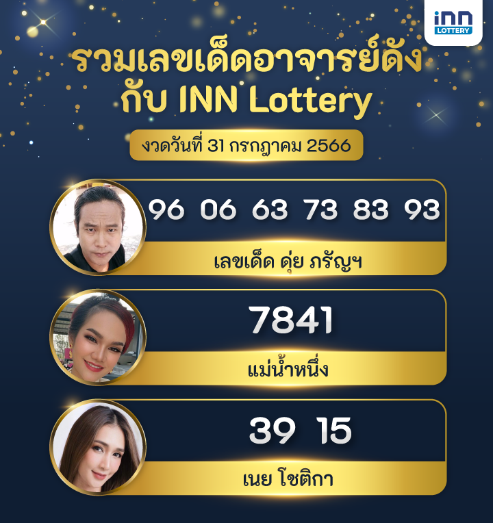 เลขอาจารย์ดัง เลขมาแรงงวดวันที่ 31 กรกฎาคม 2566