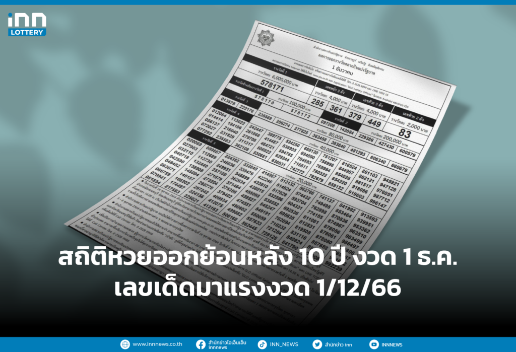 สถิติหวยออก 1 ธ.ค. ย้อนหลัง 10 ปี เลขเด็ดมาแรงงวด 1:12:66