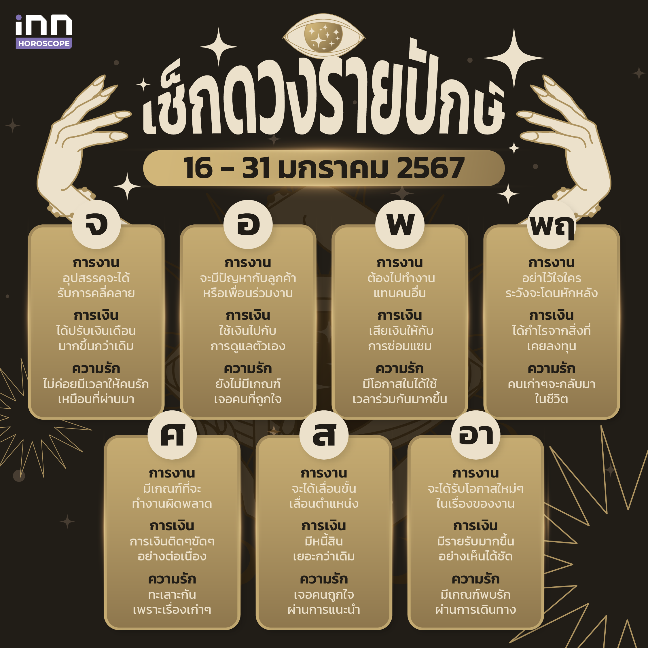 ดวงรายปักษ์ 16 - 31 มกราคม 2567