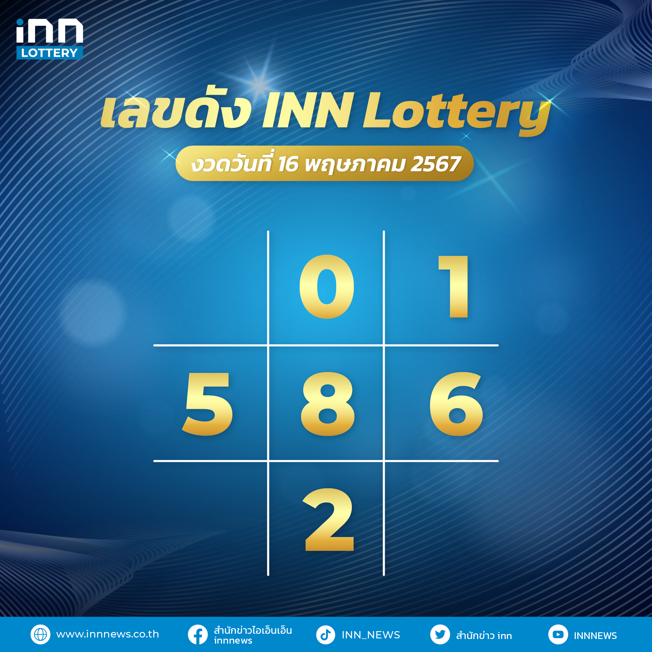 ตารางหวยงวดวันที่ 16 พฤษภาคม 2567