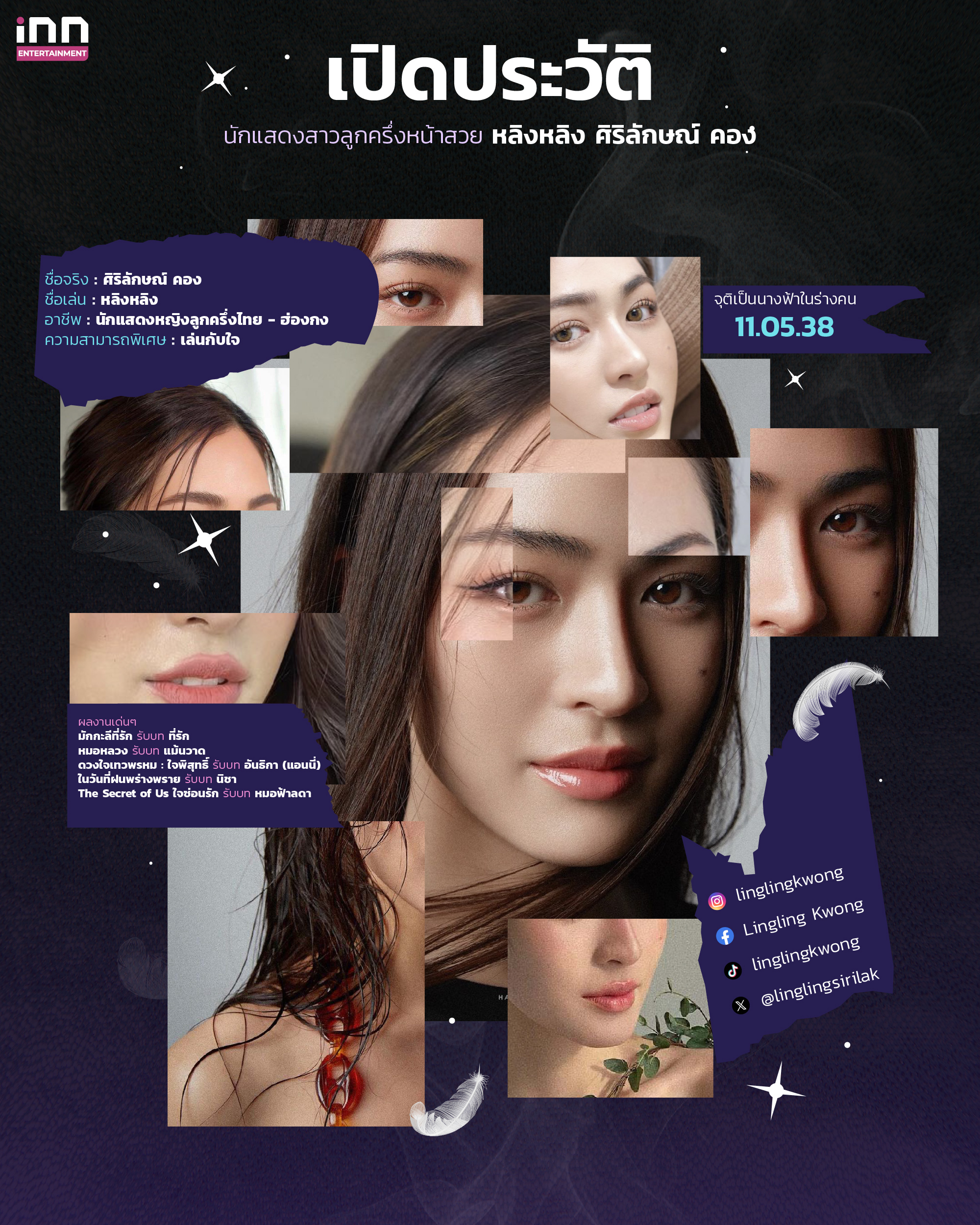 เปิดประวัติ นักแสดงสาวลูกครึ่งหน้าสวย หลิงหลิง ศิริลักษณ์ คอง