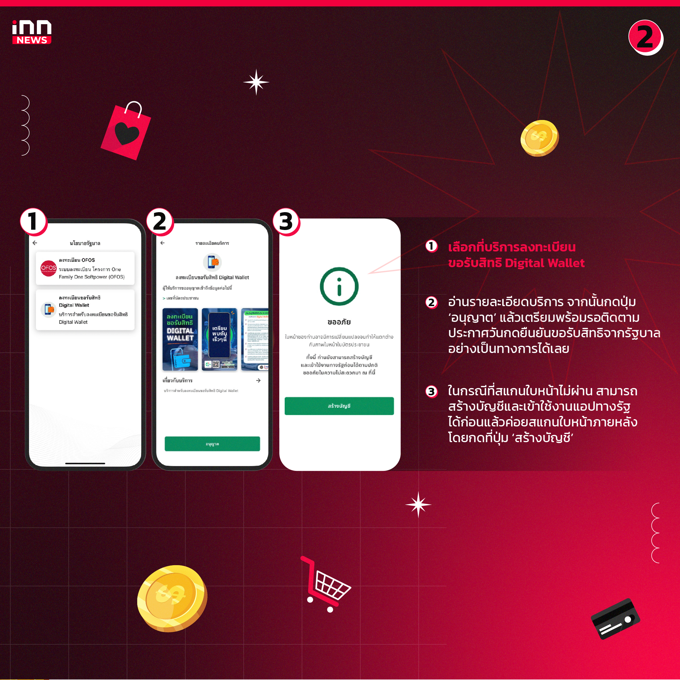 ขั้นตอนลงทะเบียน เงินดิจิตอล