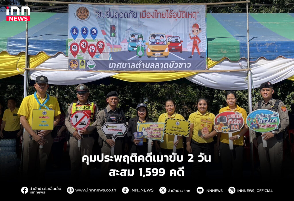 คุมประพฤติคดีเมาขับ 2 วันสะสม 1,599 คดี