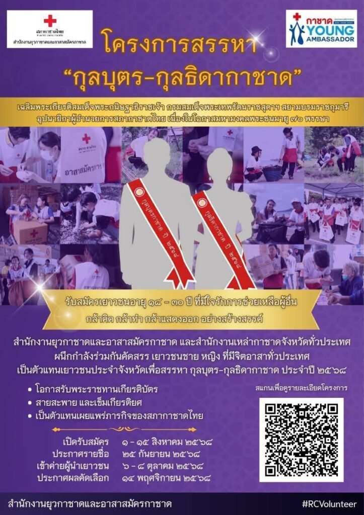 โครงการสรรหา "กุลบุตร-กุลธิดากาชาด" เฉลิมพระเกียรติ เปิดรับสมัครเยาวชน