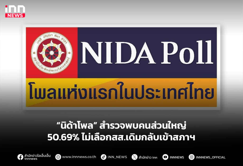 “นิด้าโพล” สำรวจพบคนส่วนใหญ่ 50.69% ไม่เลือกสส.เดิมกลับเข้าสภาฯ