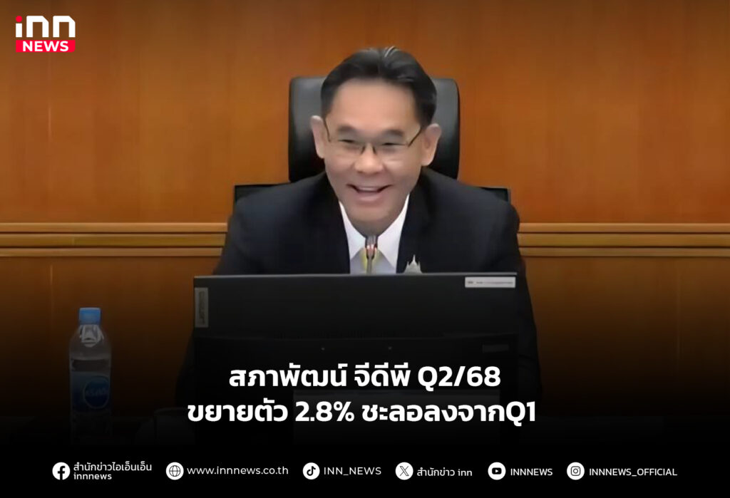 สภาพัฒน์ จีดีพี Q2/68 ขยายตัว 2.8% ชะลอลงจากQ1