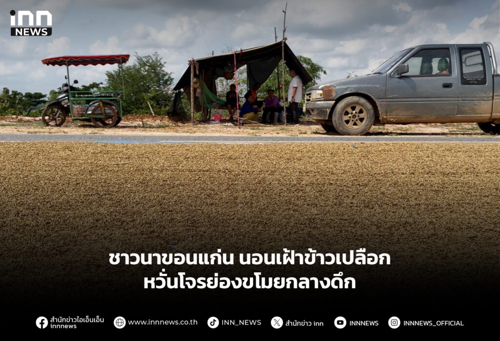 ชาวนาขอนแก่น นอนเฝ้าข้าวเปลือก หวั่นโจรย่องขโมยกลางดึก