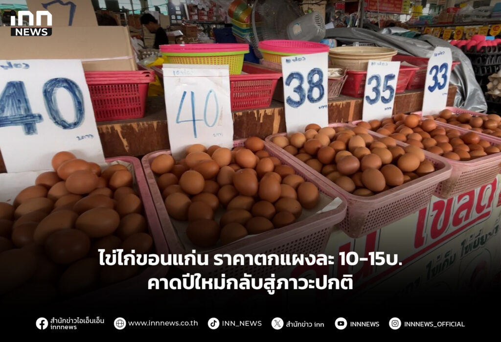 ไข่ไก่ขอนแก่น ราคาตกแผงละ 10-15บ. คาดปีใหม่กลับสู่ภาวะปกติ