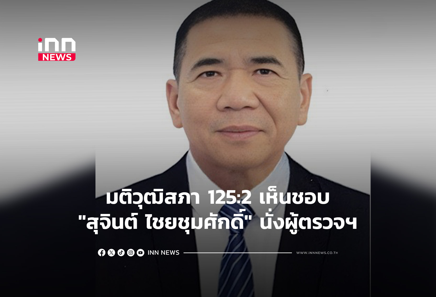 มติวุฒิสภา 125:2 เห็นชอบ”สุจินต์ ไชยชุมศักดิ์” นั่งผู้ตรวจฯ